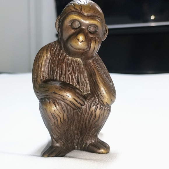 Other - Levenger Vtg Bronze Brass Monkey Ape Ring Mail Letter Holder Paper Weight Desk
